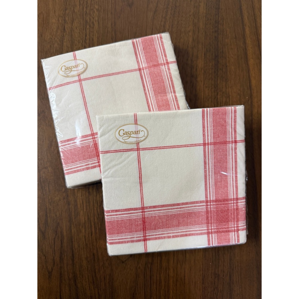 2 packs of Caspari Red Paper Linen Napkins 6.5"x 6.5"